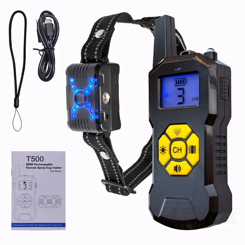 

T500 Citronella Spray Dog Training Collar with Remote , 4 Humane Training Modes, Spray, Vibration, Beep, Light Function