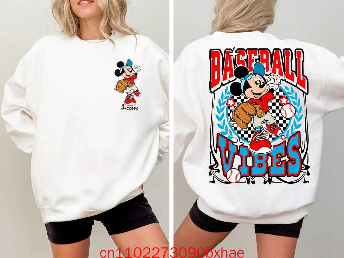 Chemise de Baseball Mickey Vibes, chemise de Baseball personnalisée Disney, sweat-shirt pour amoureux du Baseball, chemise de joueur d'équipe de Baseball