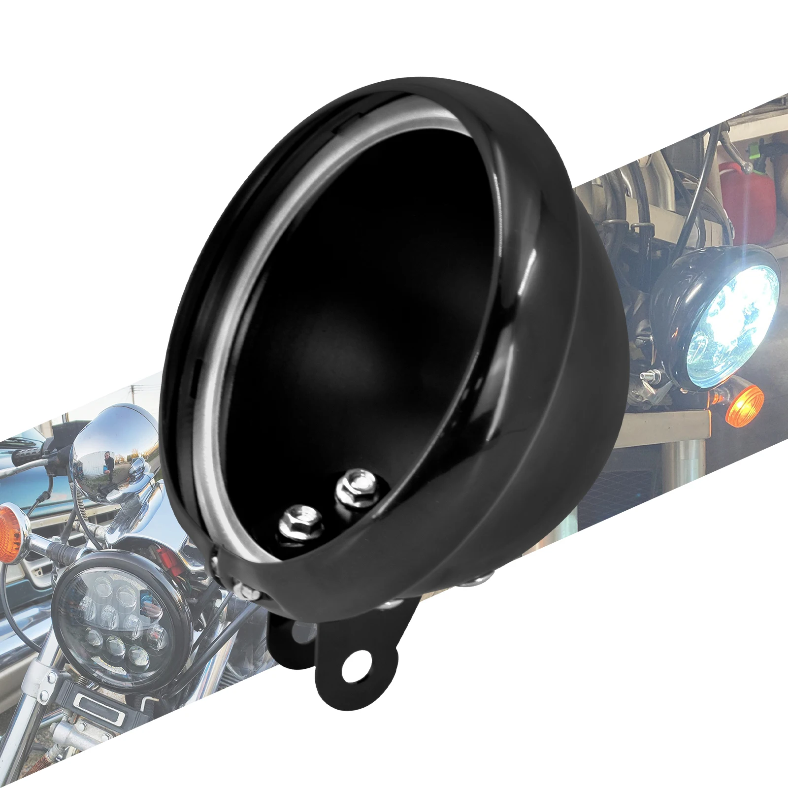 

5.75" Black Motorcycle Headlight Cover Housing Holder Bucket Fit For Harley For Breakout For Dyna For Low Rider FXDLS