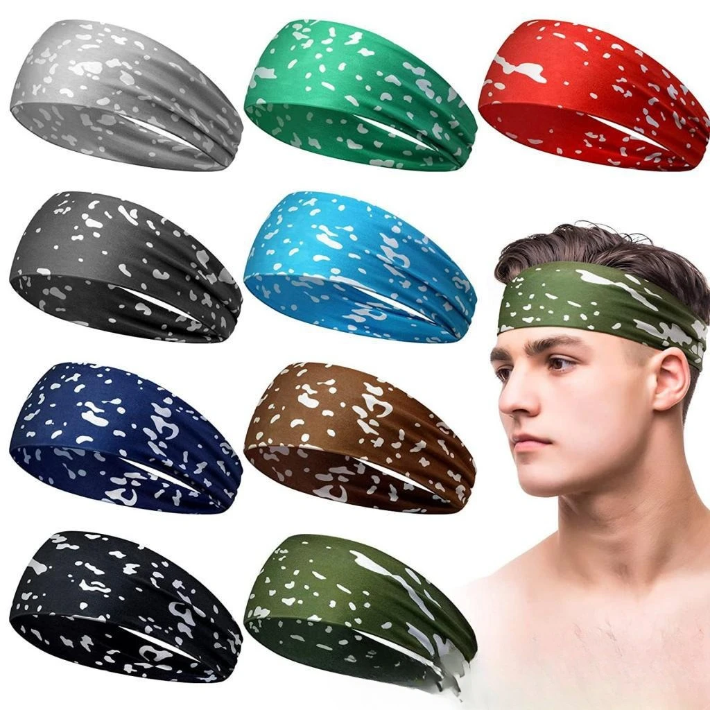 

Printed Unisex Sports Headband Sweat Absorbent Yoga Hairband for Outdoor Activities