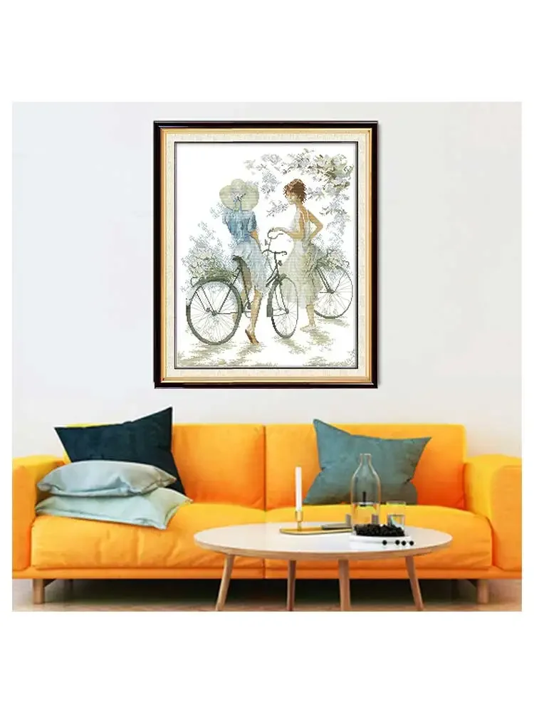 AliExpress Joy Sunday Bicycle Girl Patterns Counted Cross Stitch Set DIY 11CT 14CT 16CT Stamped DMC Cross-stitch Kit Embroidery Needlework Home Decor