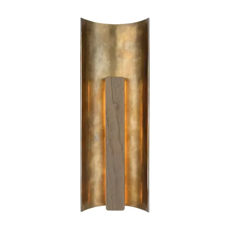 Nordic natural walnut wall lamp modern design luxury brass arc lamp living room bedroom home LED decorative wood lamp