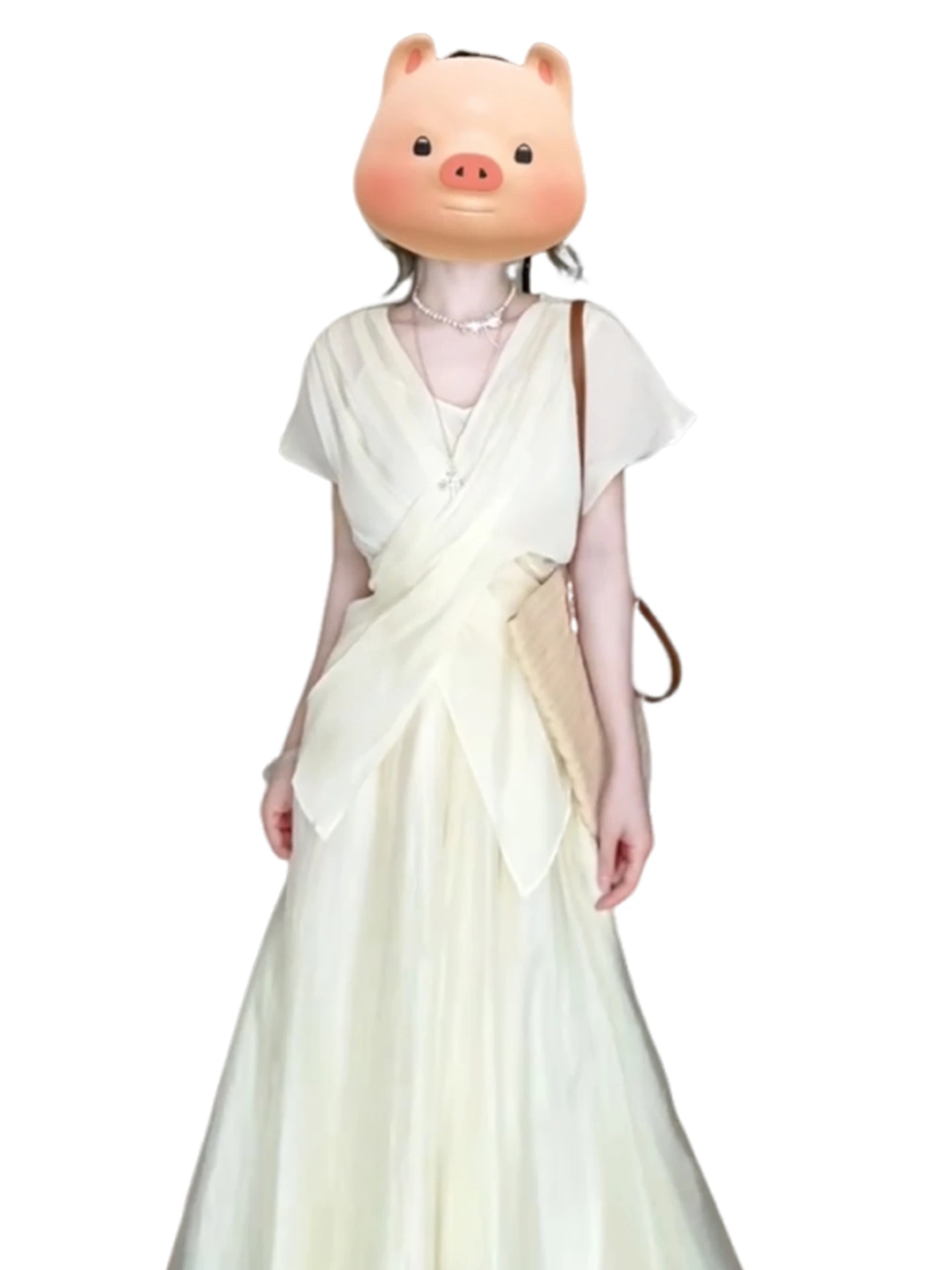 Falda acampanada de cintura alta para mujer, suave y cómoda, V-Ne Svel Long Dr, Sle, Faion coreano, novedad de verano, primavera