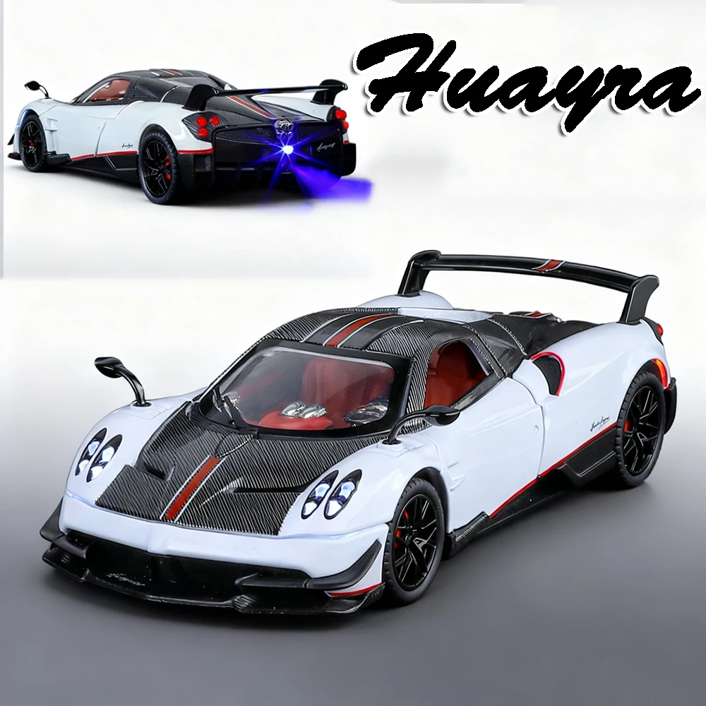 1:24 Pagani Huayra EVO Spray Sportwagen Modell Spielzeug Legierung Diecast Sound Licht Zurückziehen Türen Geöffnet Supercar Geschenke für Freund