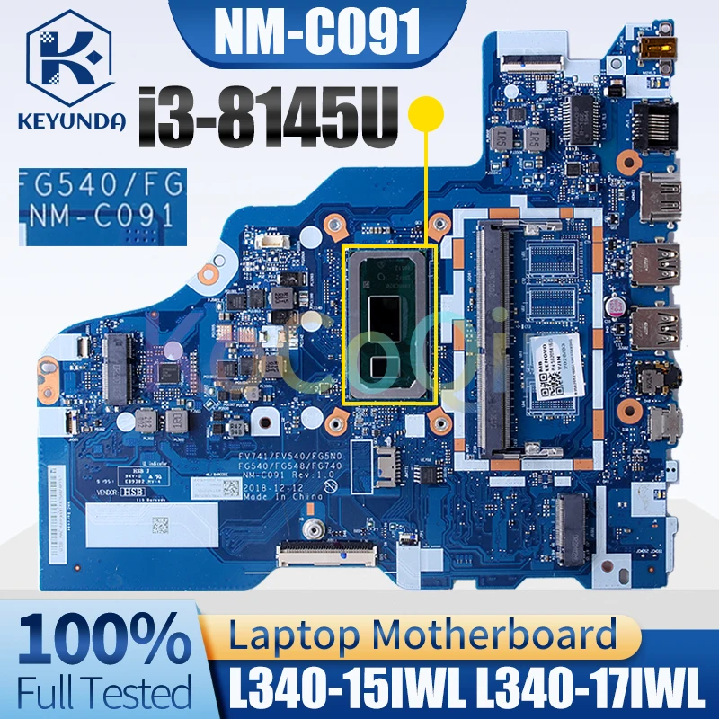 NM-C091 For LENOVO IdeaPad L340-15IWL L340-17IWL Notebook Mainboard i3-8145U i5-8250U 5B20S41685 Laptop Motherboard Full Tested