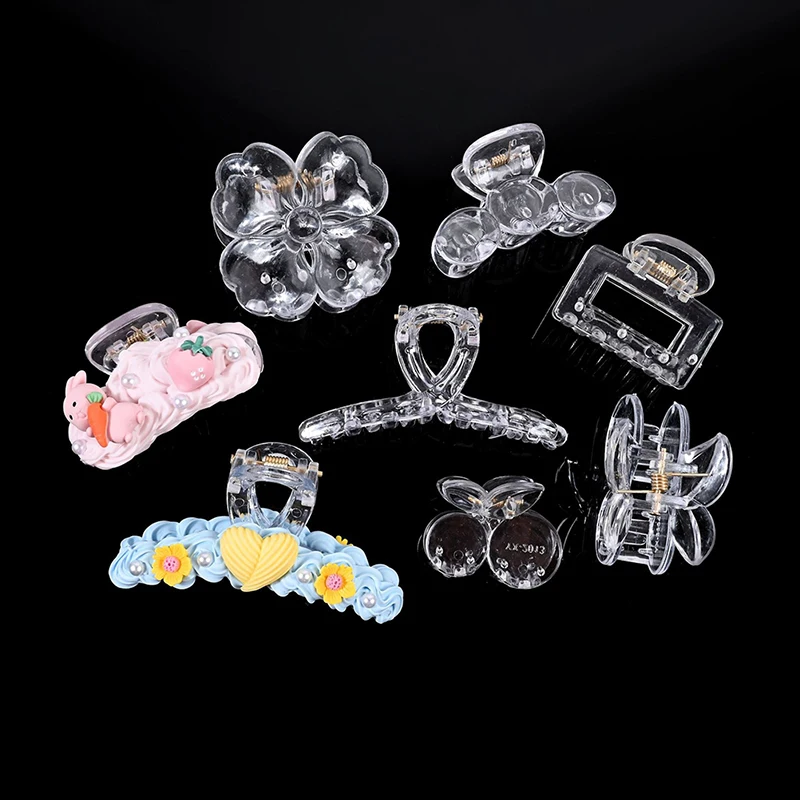 Acrylic Clear Claw Transparent Plastic Hair Clips Blank Hairpin Base for DIY Jewelry Making Fashion Girls Hair Accessories