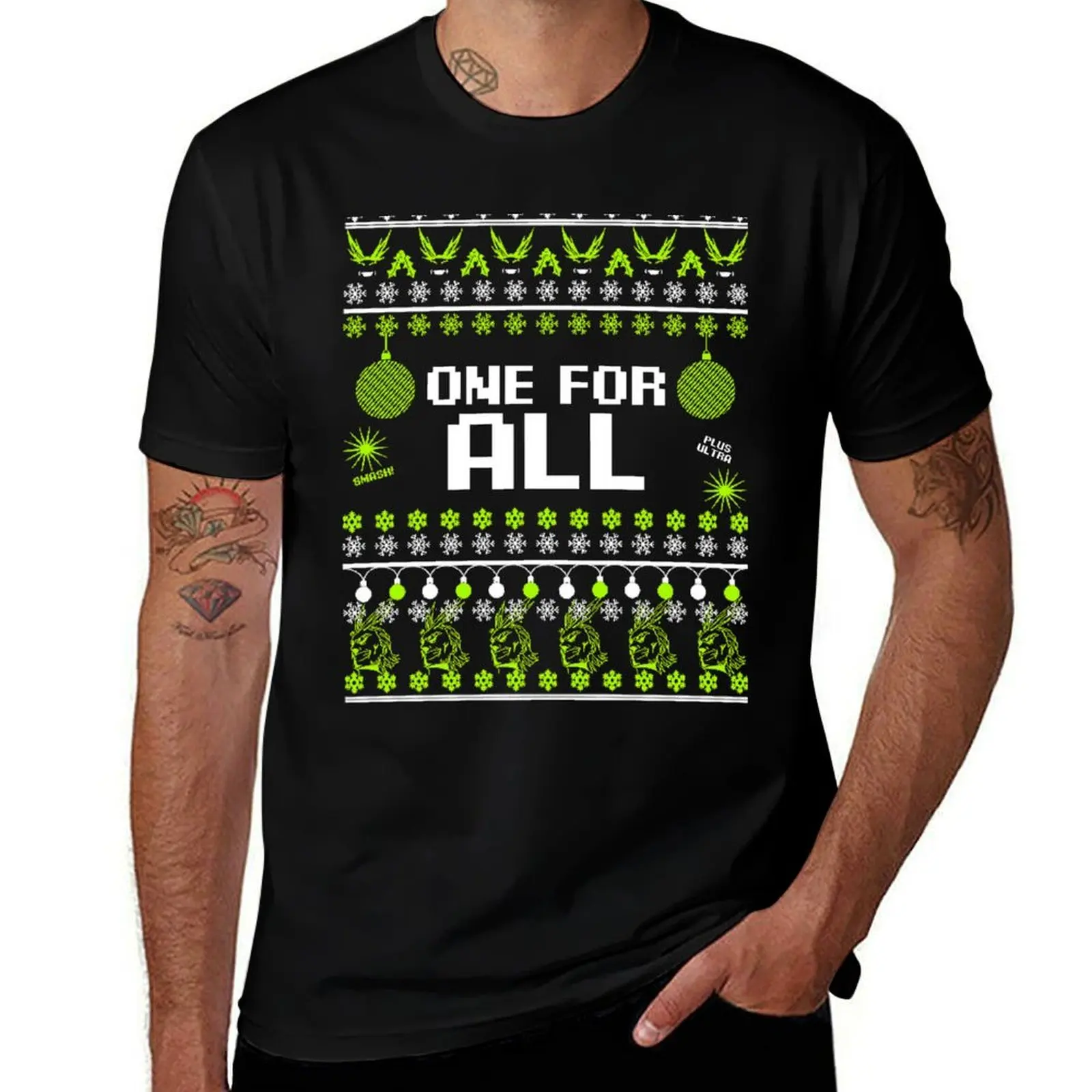 

MHA One For All Ugly Christmas Sweater T-Shirt man t shirts cotton man tshirt t shirts for man graphic funny T-Shirt
