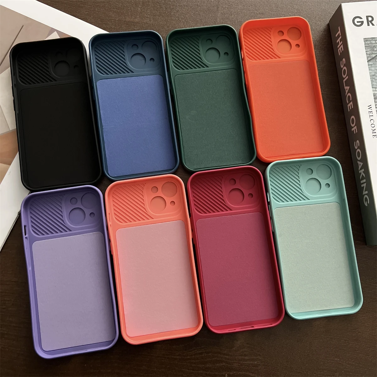 Slide Camera Protect Door Phone Case For iPhone 15 14 13 12 Mini 11 Pro XS Max XR X 7 8 Plus SE 2020 Soft TPU Couples Back Cover