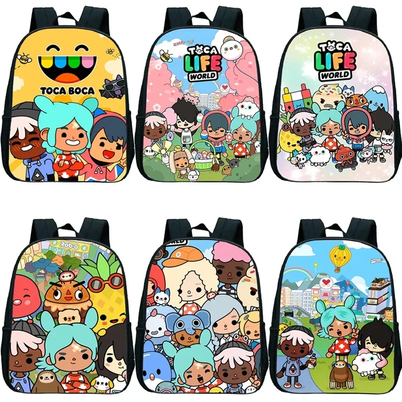 

Toca Life World Print School Bags Girls Boys Kindergarten Bookbag Toca Cartoon Pattern Schoolbag Kids Mini Backpack gift bag