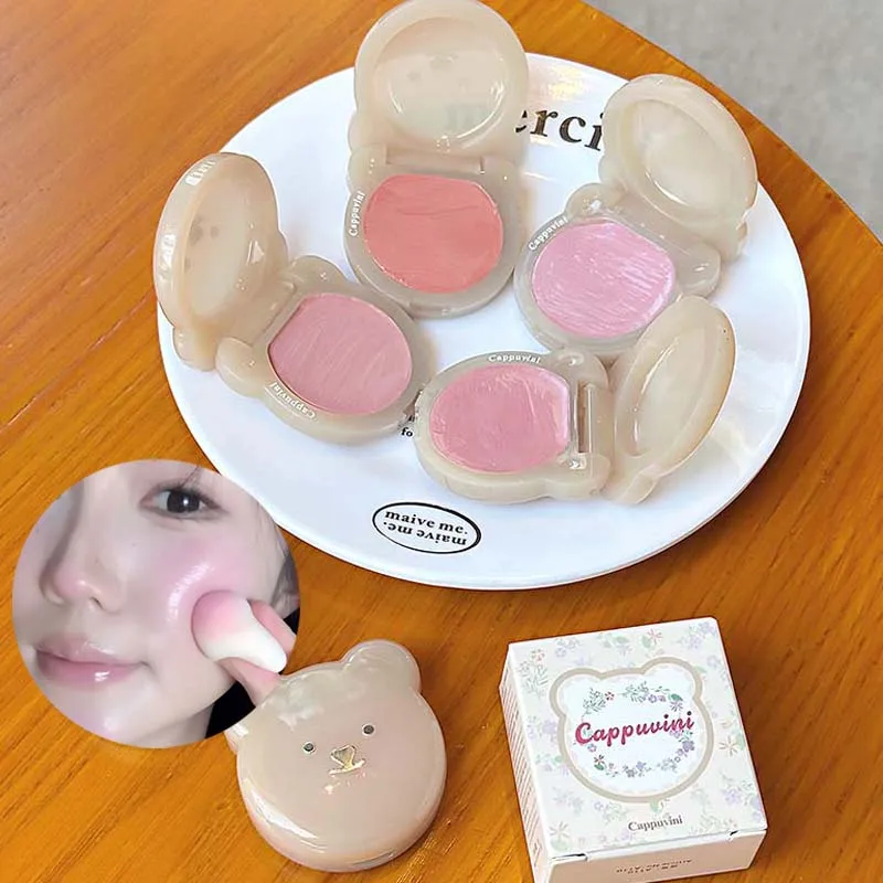 Cute Bear Water Light Blush Cream Vitality Pink Moisturizing Highlighter Face Blusher Easy to Apply Rouge