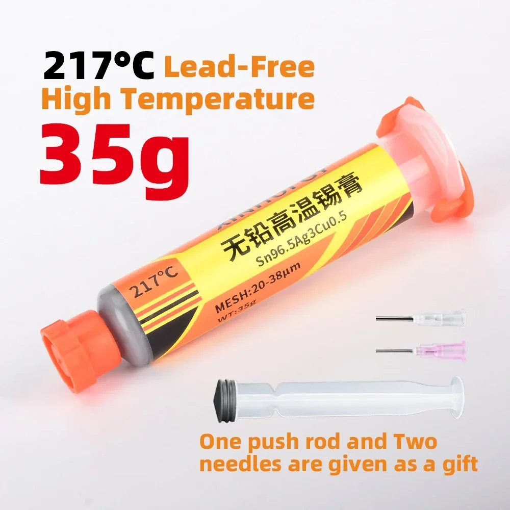 Sn96.5Ag3.0Cu0.5 217 35g Lead-Free High Temperature Silver Solder Paste 217℃ Melting Point Needle Tube Enhanced Conductivity
