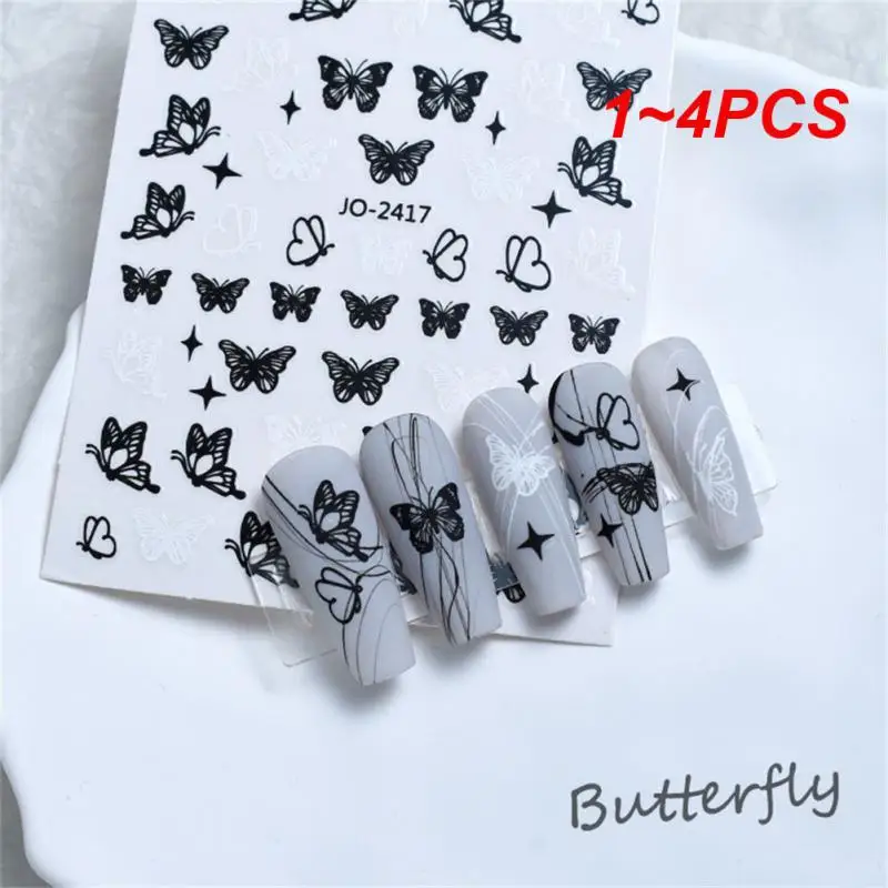 1~4PCS Nail Enhancement Sticker Irregular Nail Sticker Nail Decoration Hollowed Out Hand-painted Butterfly Nail Stickers