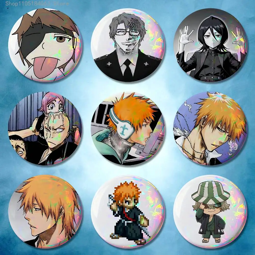 

Kurosaki Ichigo B-Bleach Rukia Badges 25 32 44 58 75 mm Round Cosplay Pin Bag Decor Fans Collect Friends Gifts Brooch Souvenir