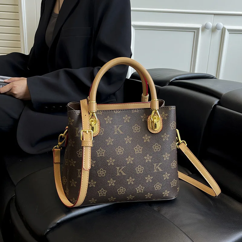 

2025 Monogram Tote Bag, Medium Shoulder Purse for Women, Spacious Commuter Bag, Luxe Crossbody Tote, Day-to-Night Top Handle Bag