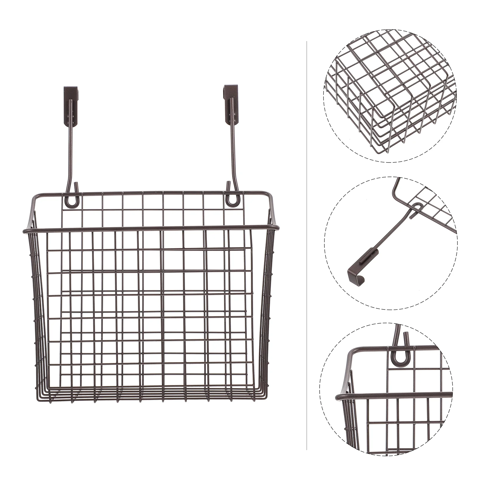 

1Pc Iron Wire Hanging Basket Storage Rack Kitchen Cabinet Storage Holder Hanging Simplified Design Storage Basket (Black)