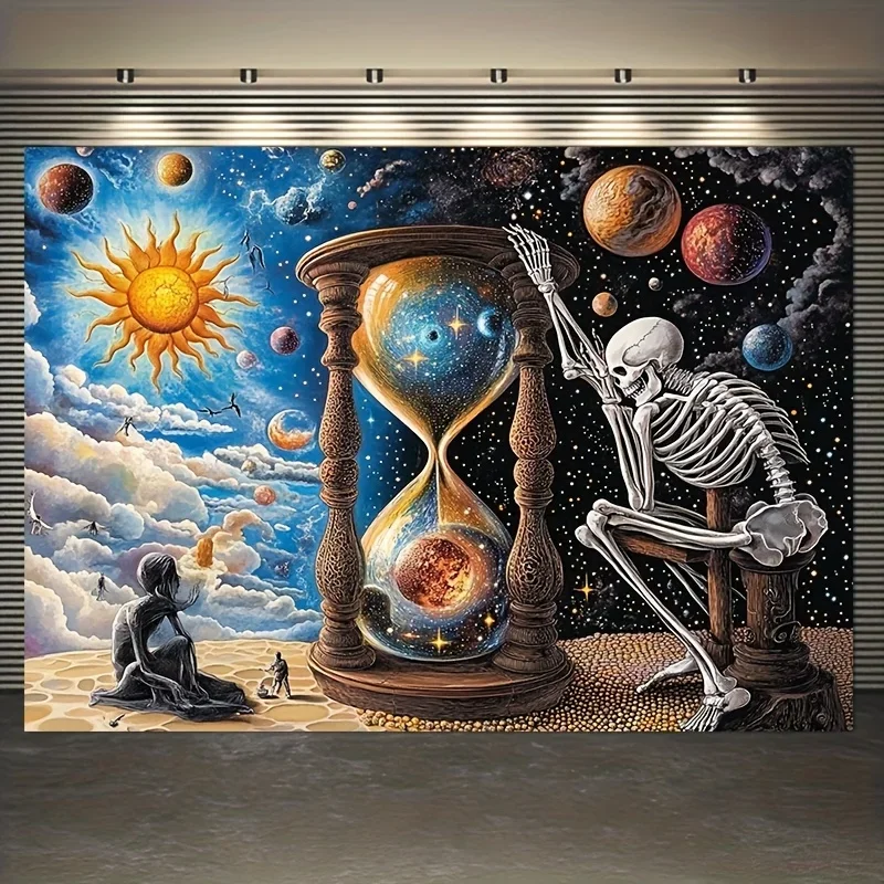 1pc Surreal Hourglass Tapestry Polyester Glam Style Wall Hanging Living Room Festive Decor Office Party Setup