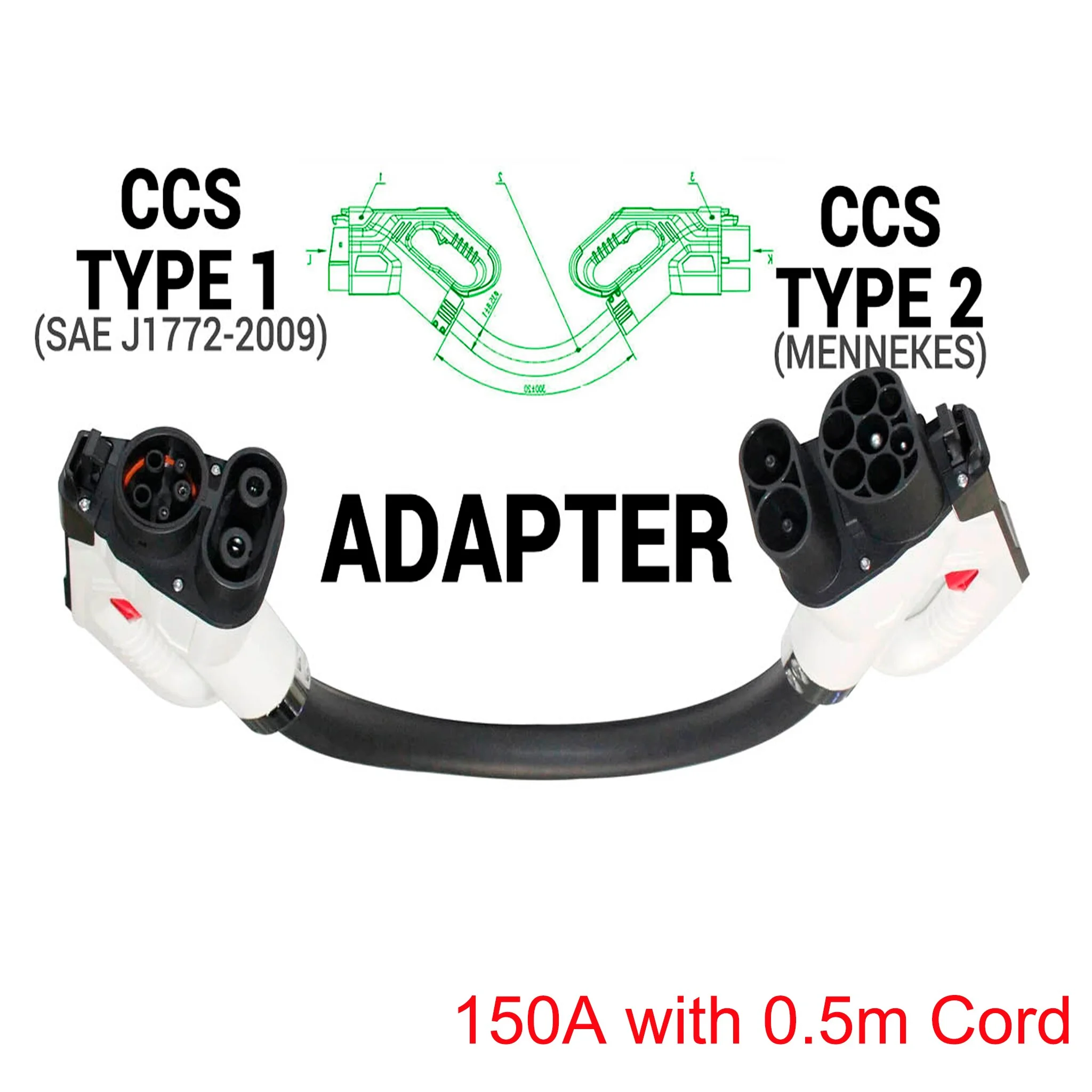 1000v Combined Charging System Combo2 Connector Ccs 2/combo 2To Ccs 1/combo 1 Adapter CCS1 CCS2