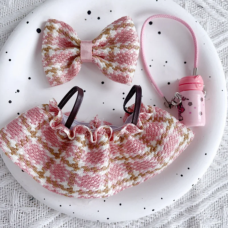 Boneka Labubu Liontin 17CM 17Cm Labubu Generasi 1 2 dan 3 Rok Sabuk Houndstooth Sistem Warna Macaron