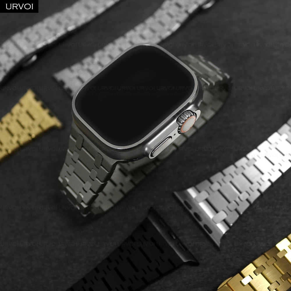 URVOI Band for Apple Watch Ultra 2 Series10 9 8 7 high grade 316L AP Stainless steel Strap for iWatch wristband butterfly buckle