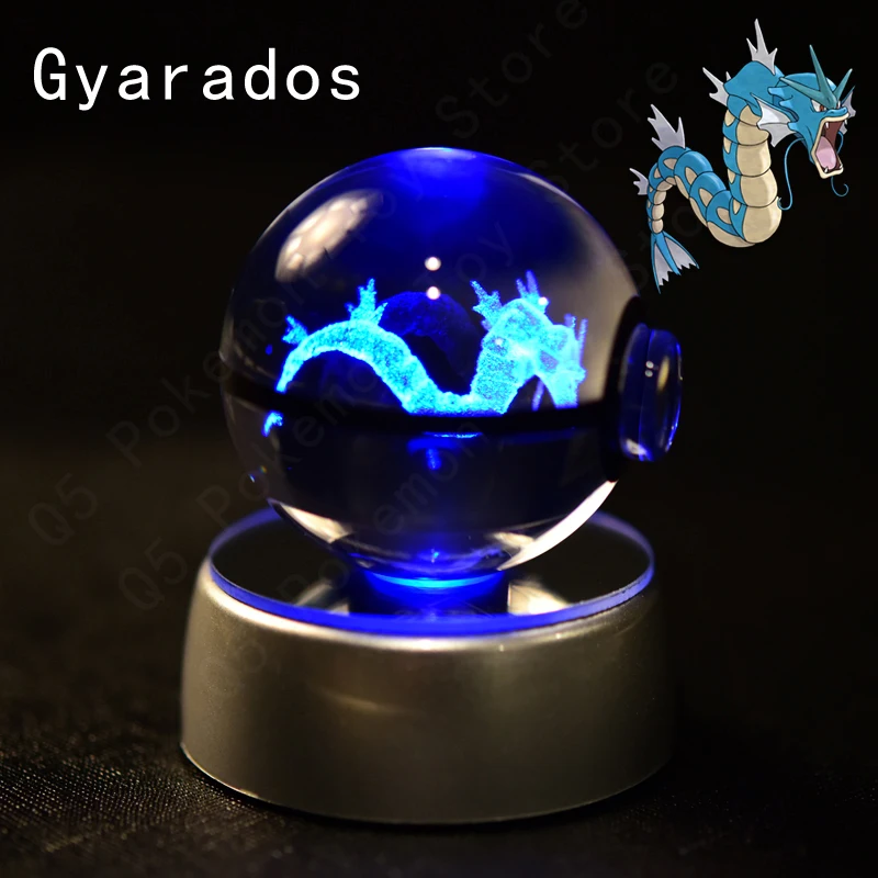 Pokemon Crystal Ball 3D Pikachu Mewtwo Mew Gengar Nachtlampje Lampvoet Pokeball Crystal Pokemon Glazen Bal Figuur Verjaardagscadeau