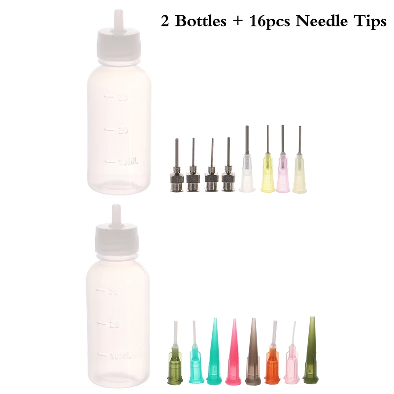 2Pc 30ML Bottles for Henna Paste Body Painting Applicator Bottle With Nozzle Sealing Cap+16 Needles Tools For Tattoo Accessorie