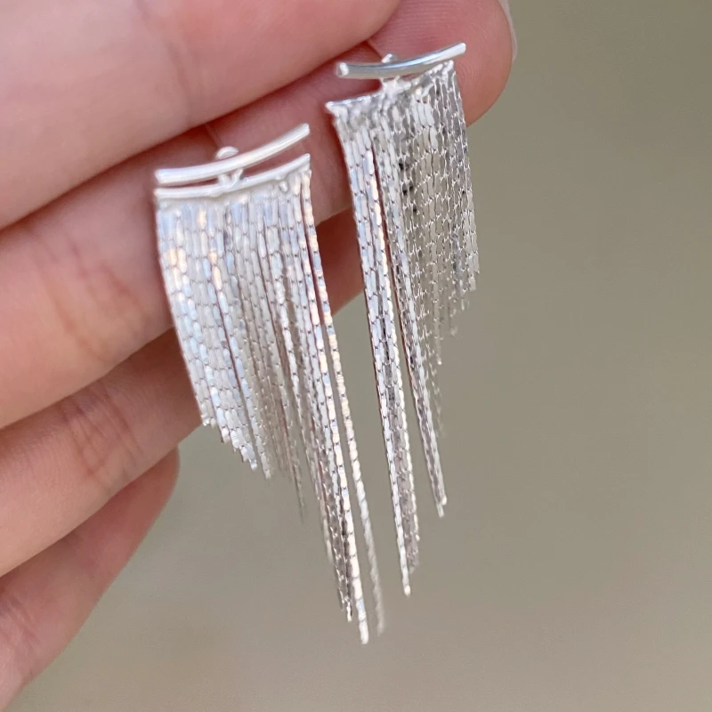 

CHOZON | Whole Body S925 Sterling Silver Fringed Stud Earrings Niche Light Luxury High-end Ins Vacation Style Long Earrings