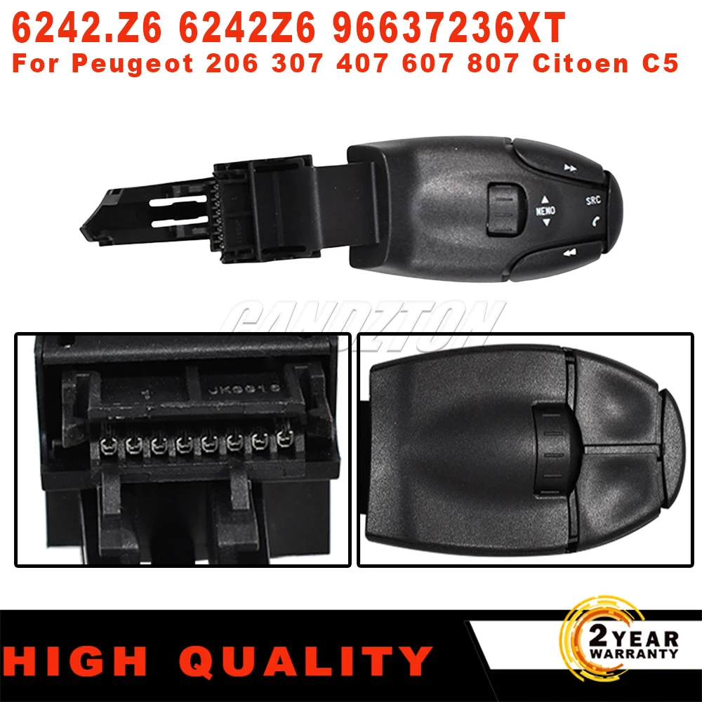 

For Peugeot 206 307 407 607 807 Citoen C5 New Radio CD Audio Remote Control Stalk Bluetooth Switch 8Pins 6242.Z6 Car Accessories
