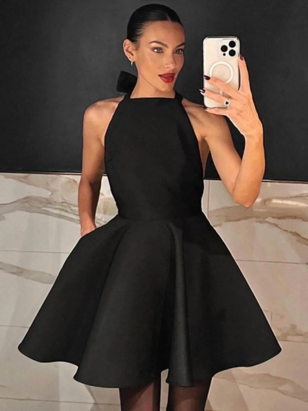 Sexy Svel Bal ort Rok Jurk Satijn A-lijn Taille-Knijpen Dr Bla Hangende Ne Jurk Jonge Volwassen Hoge Taille Sp...