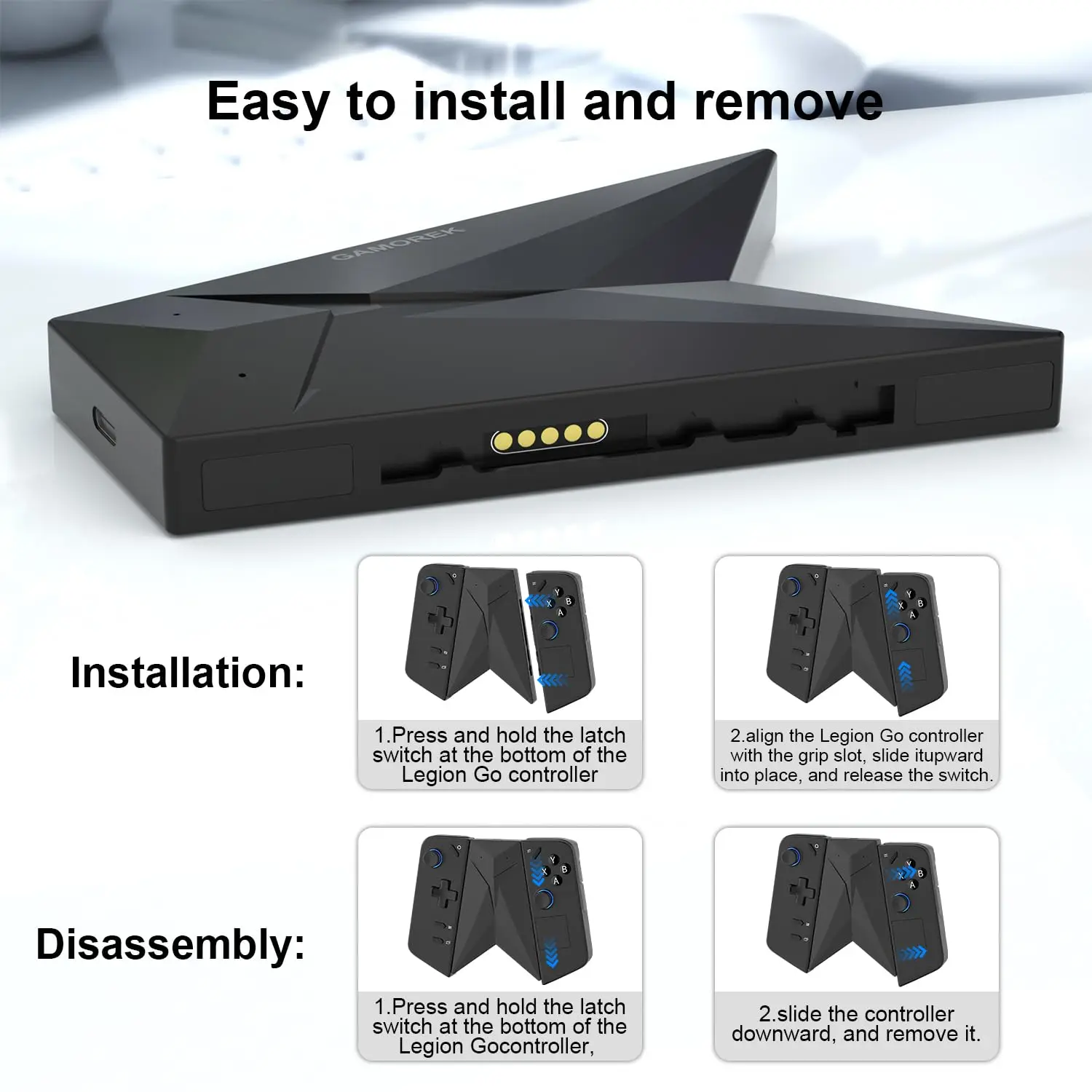 Controller Charging Connector Grip  Clip Holder Compatible with Legion Go/Legion Go 2 Handle Connector Ergonomic Curvature Desig - view 6