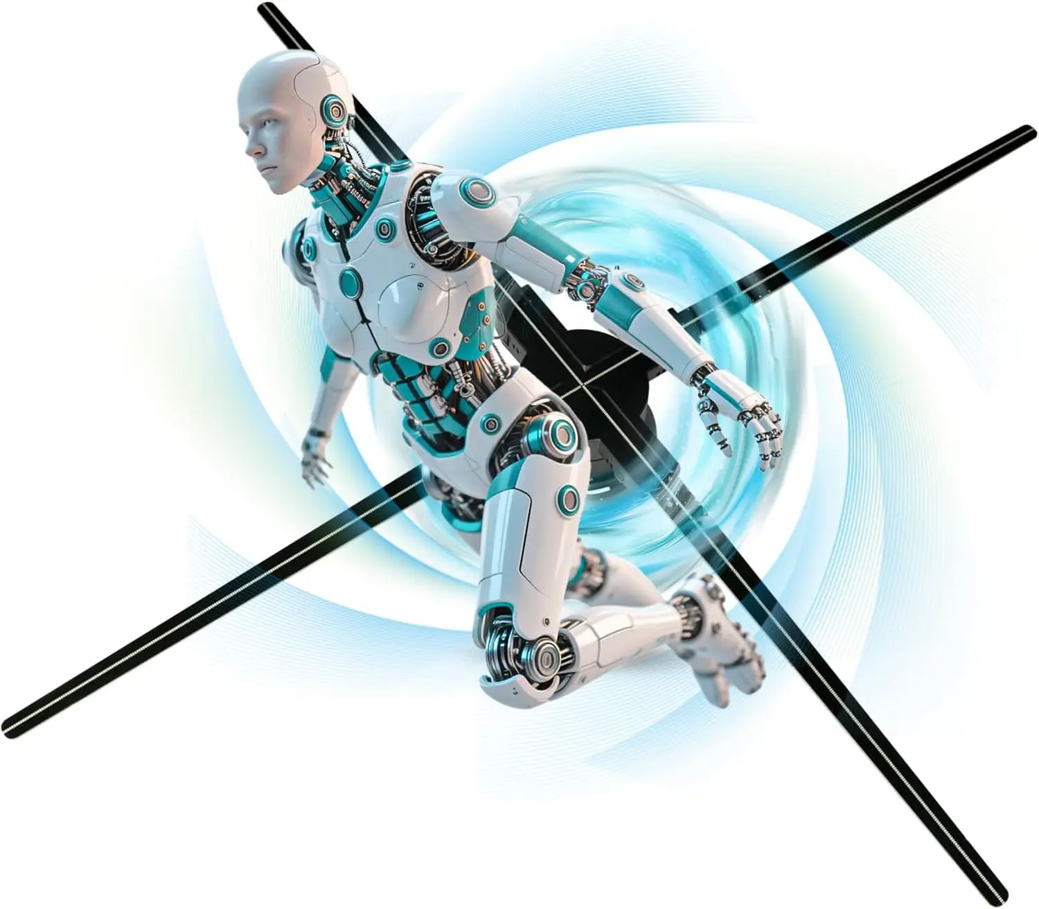 3D naked eye holographic fan, VIGAOT ultra high definition LED holographic fan with 928 lamp beads, holographic video projector