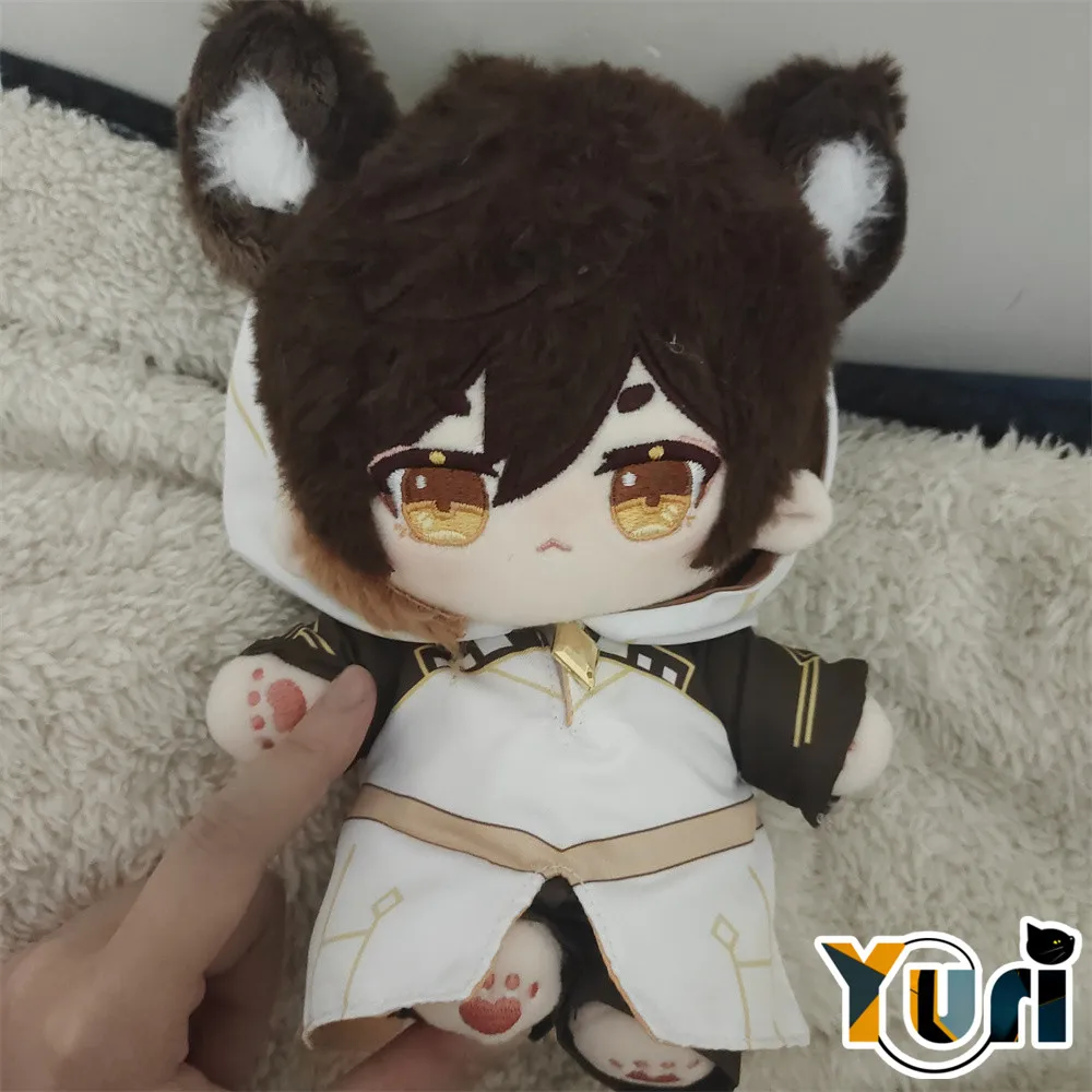 

Game Genshin Impact Zhongli Zhong Li Rabbit Fur Fat Body 20cm Plush Doll With Clothes Costume Outfit Toy Anime Cute Cosplay C XM