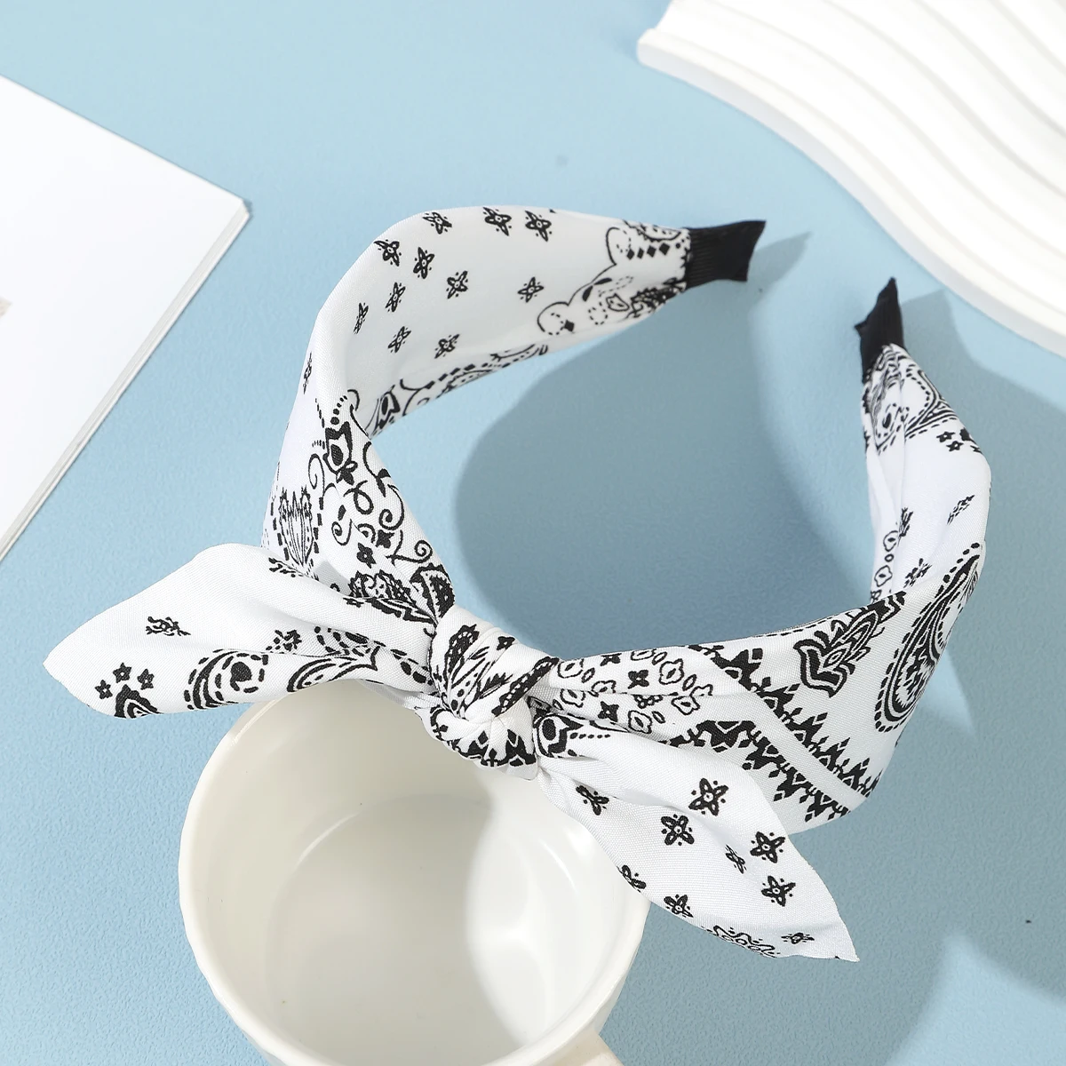 AWAYTR البوهيمي الكاجو معقود رباط شعر المنسوجة المشارب الفتيات الشعر هوب واسعة حافة عقال إكسسوارات الشعر مهرجان هيرباند