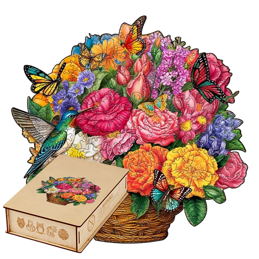

Floral Hummingbird 3D Wooden Puzzles for Adults Butterfly Flower Jigsaw Puzzle Brain Teasers Hobby Craft Decor Gift