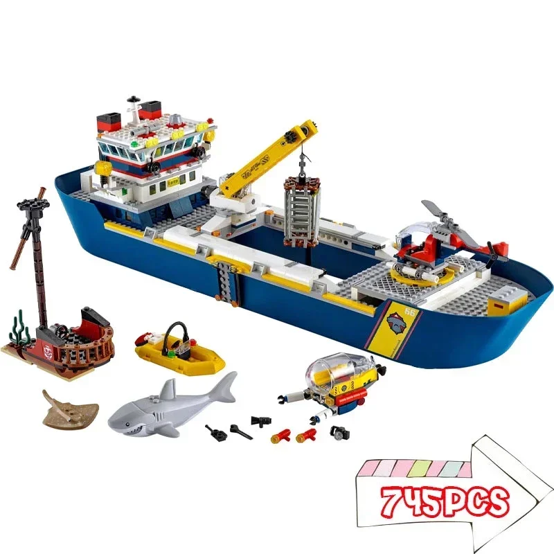 

Creative City Series Marine Adventure Research Ship Building Blocks Decoration Model Building Blocks Assembly Children's Gifts