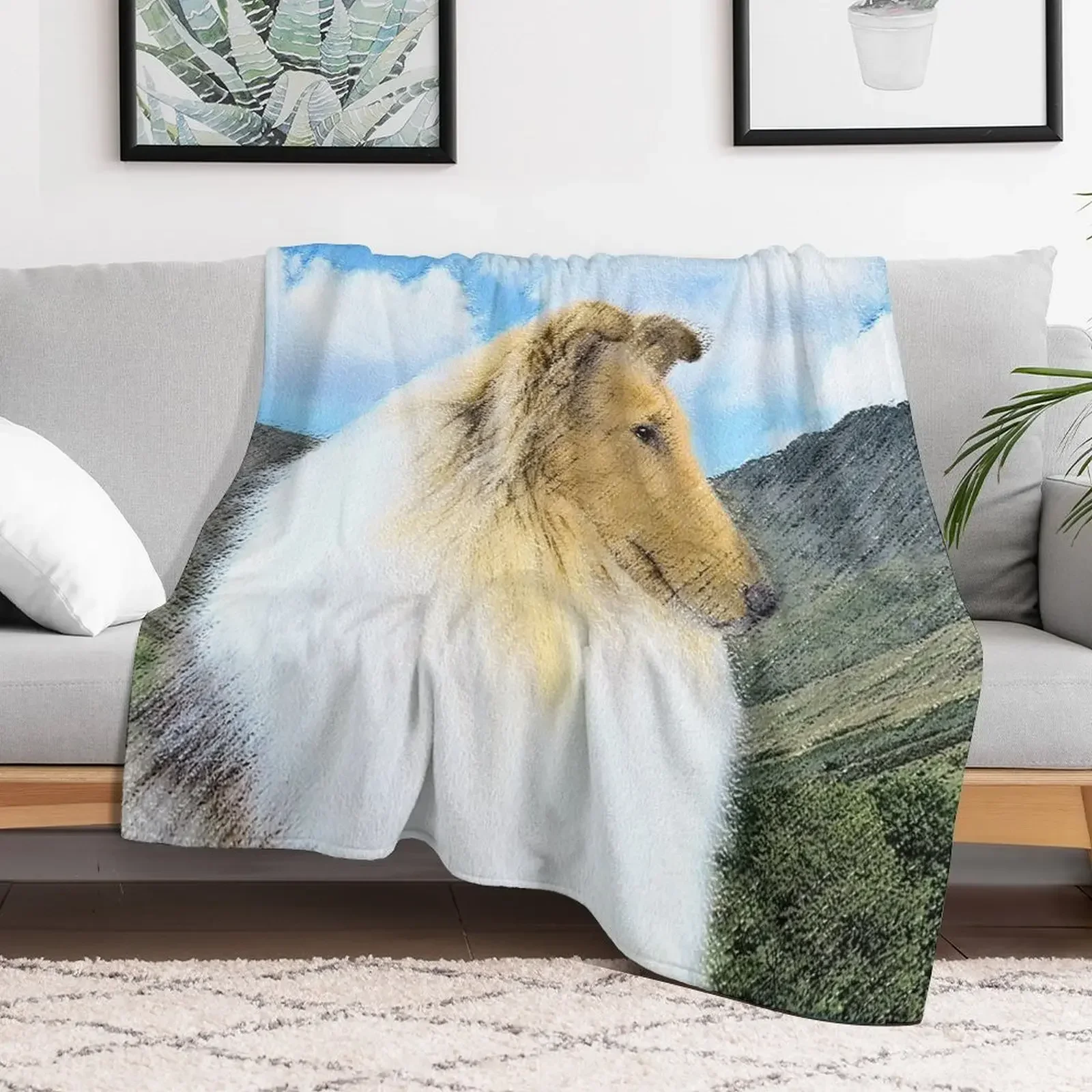 Collie in Mountains (Rough) Throw Blanket Plaid Decorative Sofas Luxury Designer Blankets