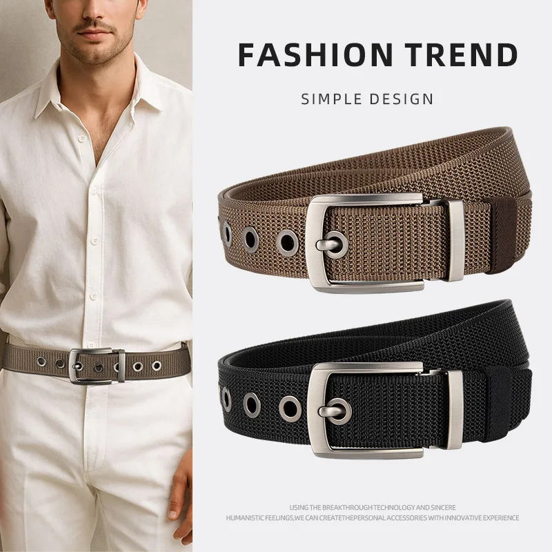 

2025 New 3.8CM Wide Men's Outdoor Tactical Nylon Belt Woven Alloy Pin Buckle Belt Jeans and Casual and Versatile Belt for Men