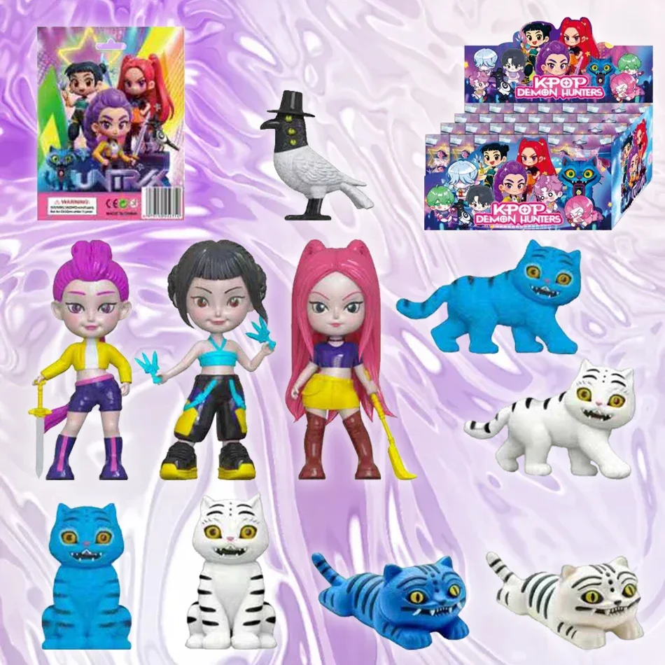 Anime Q Versie KpopDemon Hunters doos Demon Hunters Rumi Mira Zoey Tijger Speelgoed Bureau Decoratie Standbeelden Ornament Kid Kerstcadeau