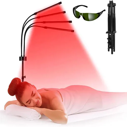 Imagen 2 del producto Panel de luz infrarroja cercana de 660nm, 850nm, lámpara de luz roja con temporizador, dispositivo para aliviar el dolor en el uso doméstico para cara y cuerpo con soporte ajustable