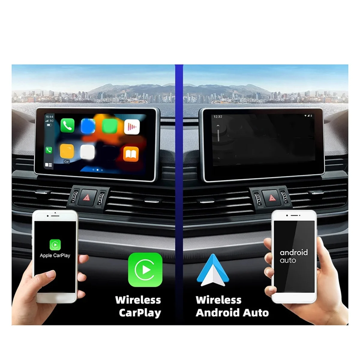 ABJZ Wireless CarPlay Wireless Android Auto Box 2.4G&5.8Ghz WiFi Bluetooth Auto Connect التوصيل والتشغيل للسيارة