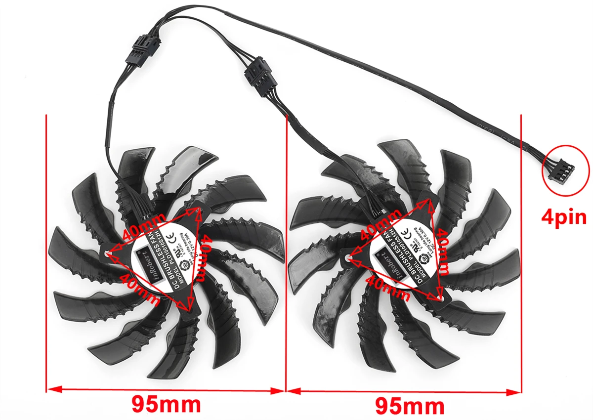 冷却ファン,95mm,pld10010s12h,ギガバイト,1650 gtx1660,ビデオカード,rtx 2060s,2070