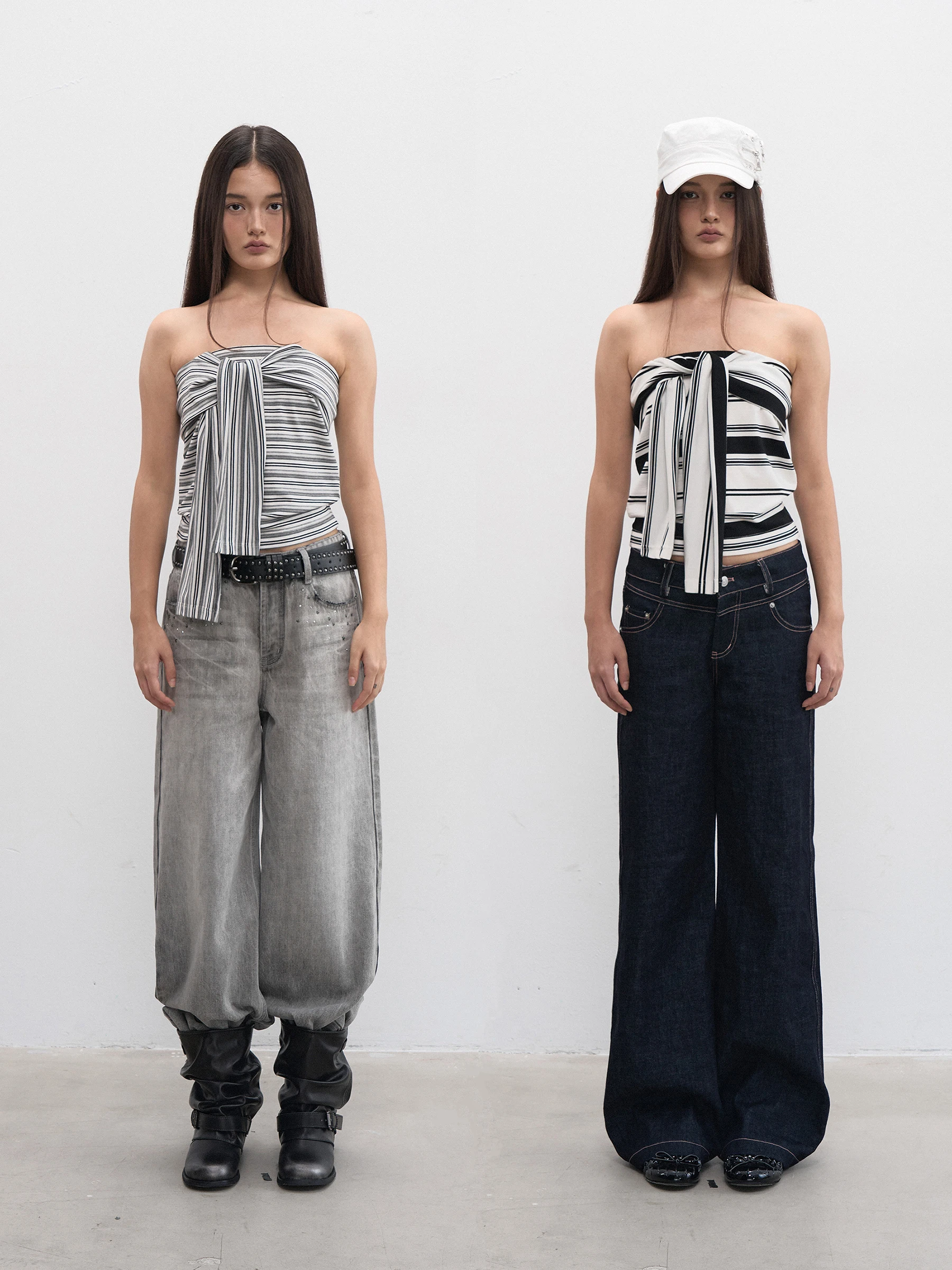 

Sweet Letter Women's Slim Fit Striped Tie Design Top Two-Way Wear Original Design ort Length Regular Thin Autumn Season