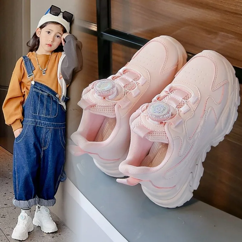 2024 New Anti-skid Leather Kids Sneakers for Girls Casual Walking Footwear Non Slip Children Boys Sport Running Sneaker