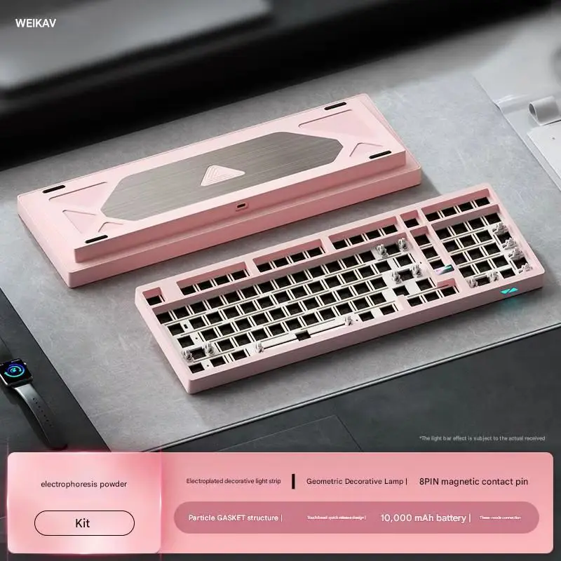 جديد Weikav Max102 سبائك الألومنيوم مجموعة لوحة مفاتيح الألعاب الميكانيكية ثلاثة أوضاع 10000mah Fr4 مخصصة كبيرة الإعداد 101 مفتاح Rgb لتقوم بها بنفسك #6