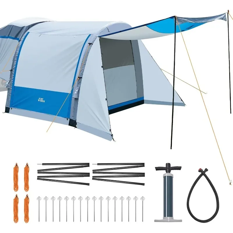 

Inflatable Pump, Dual-Use Camping Tent with Awnings, Easy Set-up Blow Up Car Roof Canopy, Double Door, Fully Enclosed Inside