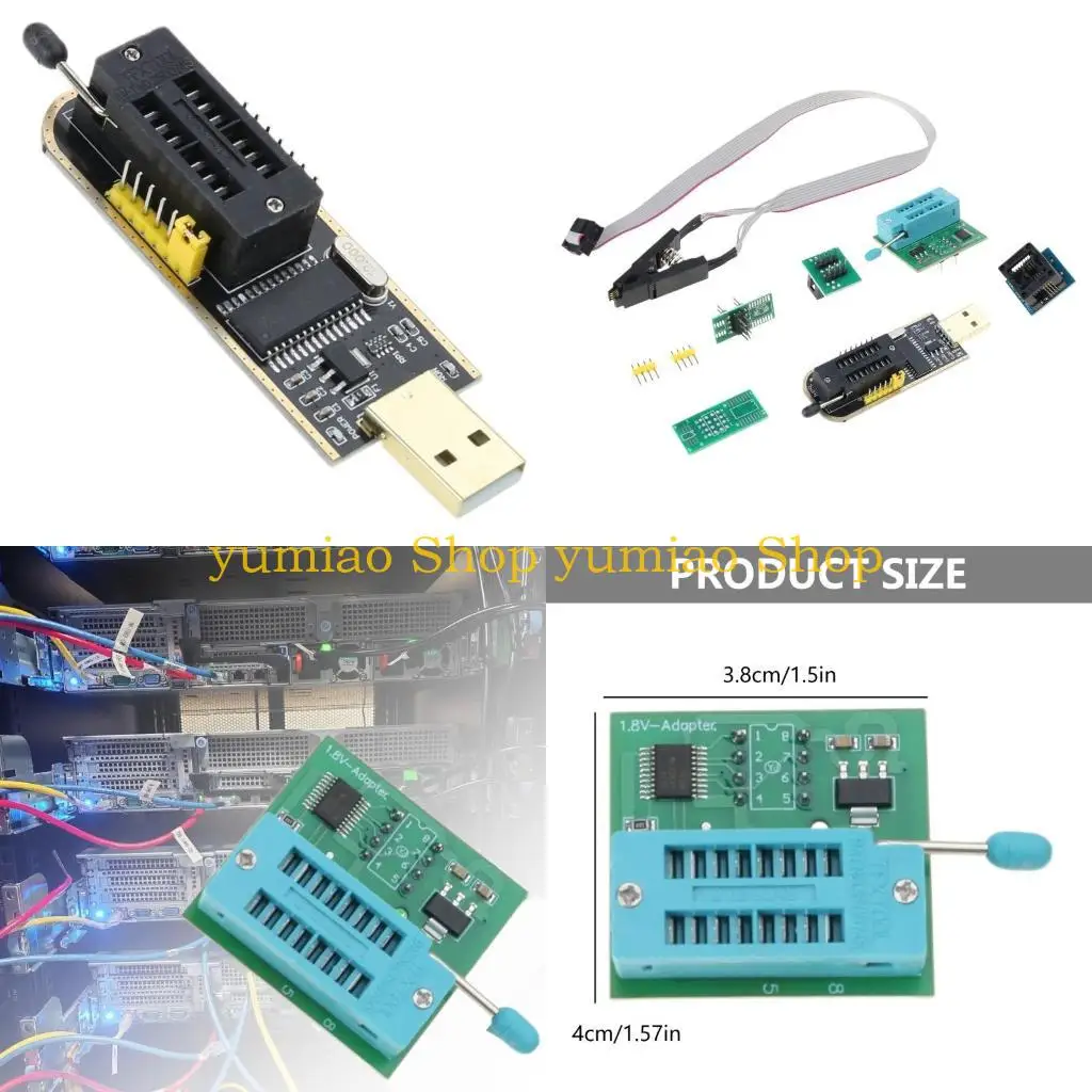 

587B CH341A USB Programmer for 24 25 Series EEPROM Flash BIOS with SOP8 to DIP8 Converter and SOIC8 Test Clip Set