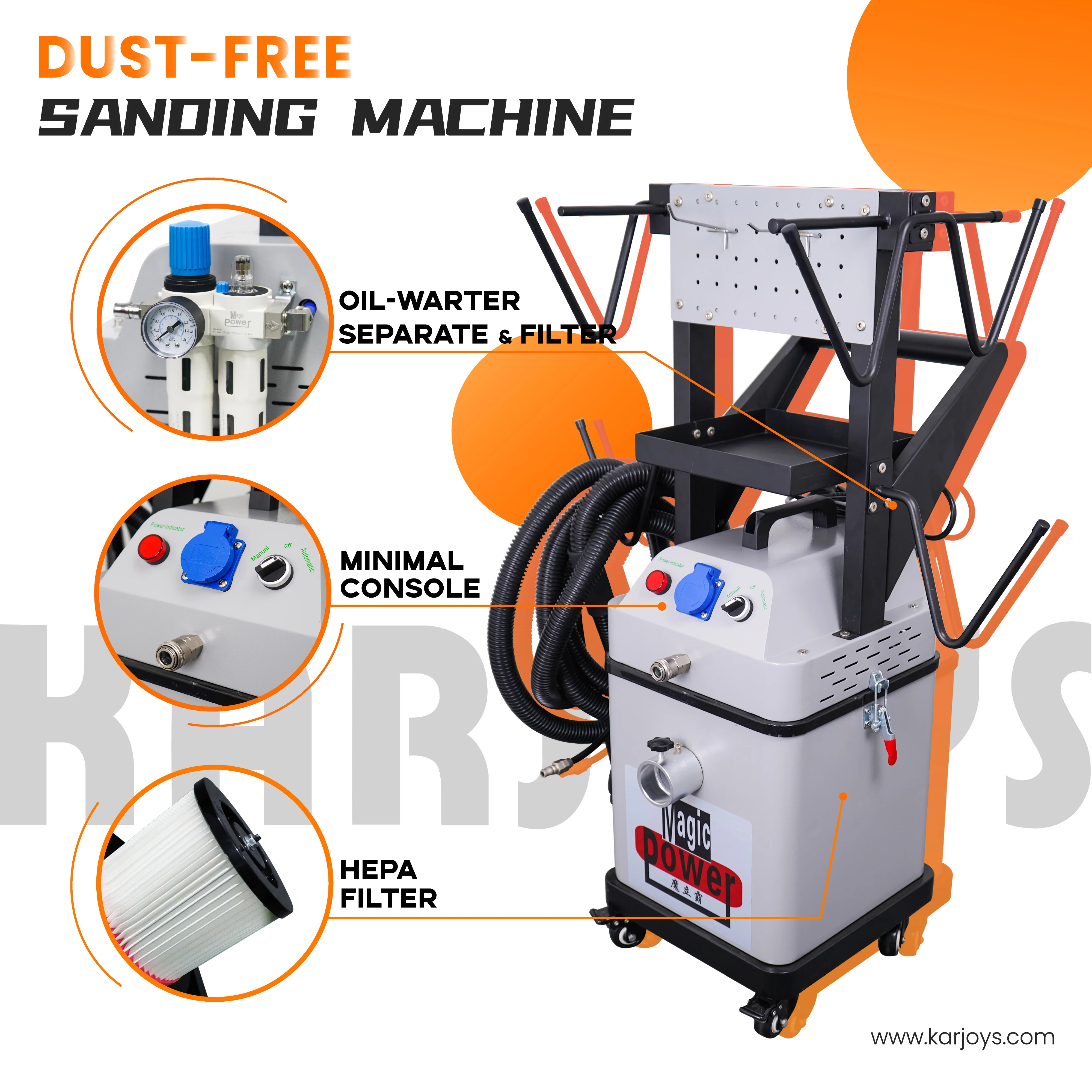 Car vehicle grinding vacuum cleaner dust extraction dust free sanding machine wildly use on workshops