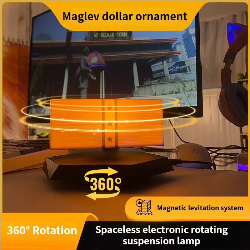 Magnetic Floating Dollar Night Light Levitating Money Lamp Table Decor For Gamers Teens Office Desk Holidays Birthday Gift