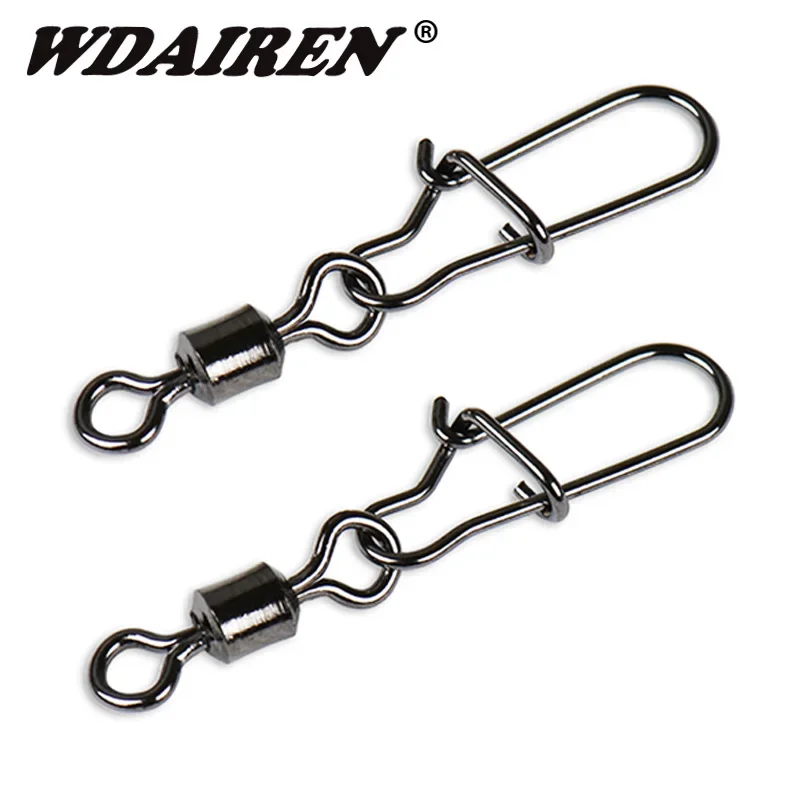 10 Pcs Fishing Rolling Swivels Snap Pin Line Connectors Solid Barrel Swivel Rings Snap Lure Fishing Swivels Fishing Tools