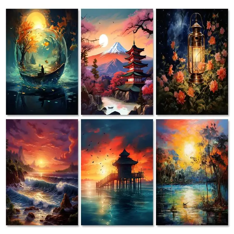 

RUOPOTY Full Drill Round Diamond Painting Forest Landscape Mosaic Needlework Rhinestones Embroidery Sale Scenery Home Decor