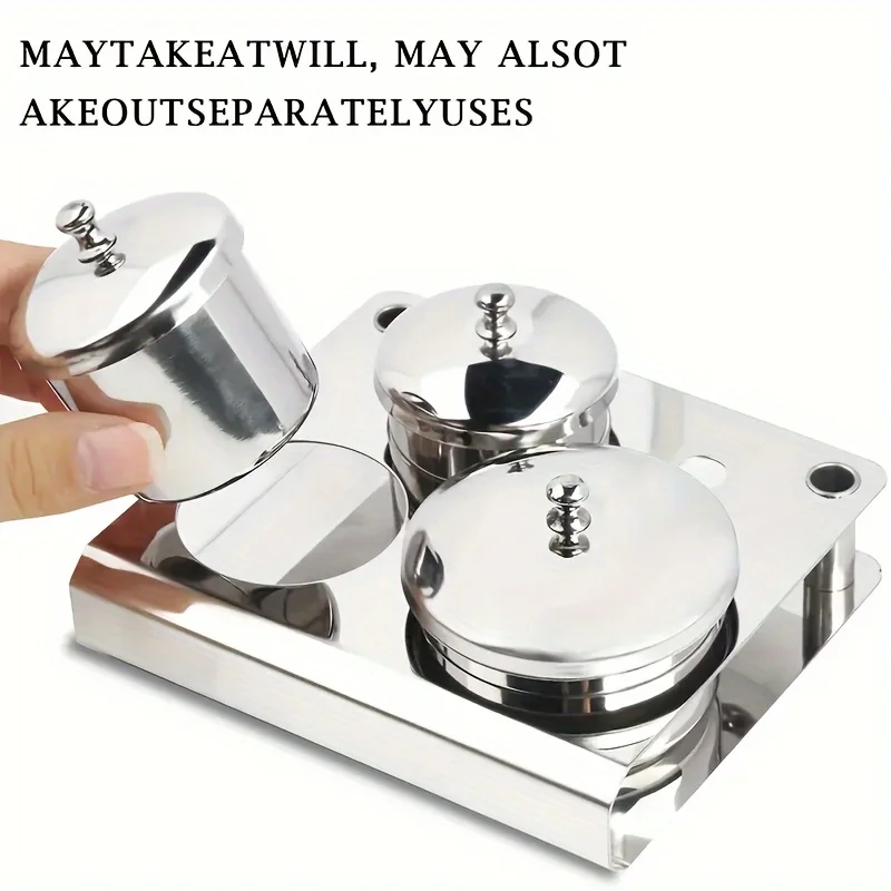 3 Pieces Acrylic Liquid Container Stainless Steel Acrylic Liquid Powder Cup Stainless Steel Nail Powder Holder Container